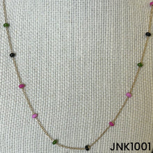 Load image into Gallery viewer, Tri colour enamel beads on chain JNK1001