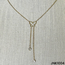Load image into Gallery viewer, Gold butterfly and twin hanging crystals - JNK1004