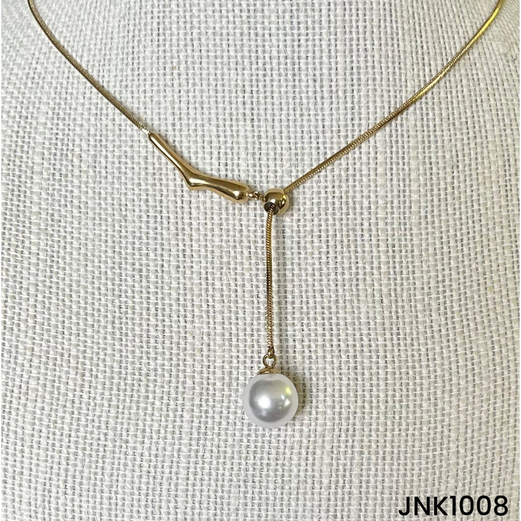 Long sliding pearl pendant chain with created pearl - JNK1008
