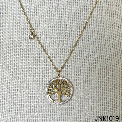 Tree of life & crystals 2cm pendant chain - JNK1019