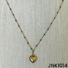 Load image into Gallery viewer, Tri colour enamel beads on gold heart chain - JNK1014