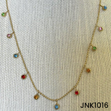 Load image into Gallery viewer, Gold Bezel colourful multi gemstone setting perfect for layering - JNK1016