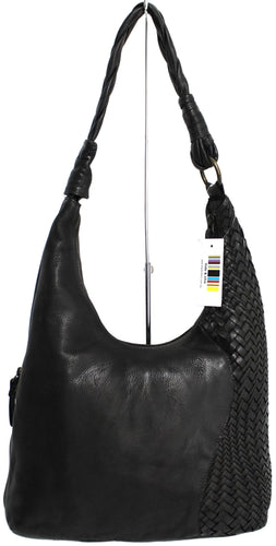 Full Grain Leather Shoulder Bag - Black