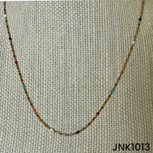 Load image into Gallery viewer, Multi colour enamel beads on gold chain - JNK1013