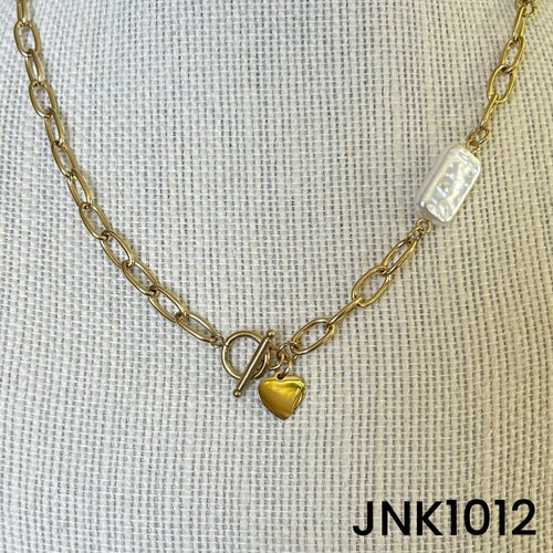 Gold love heart and created pearl highlights - JNK1012