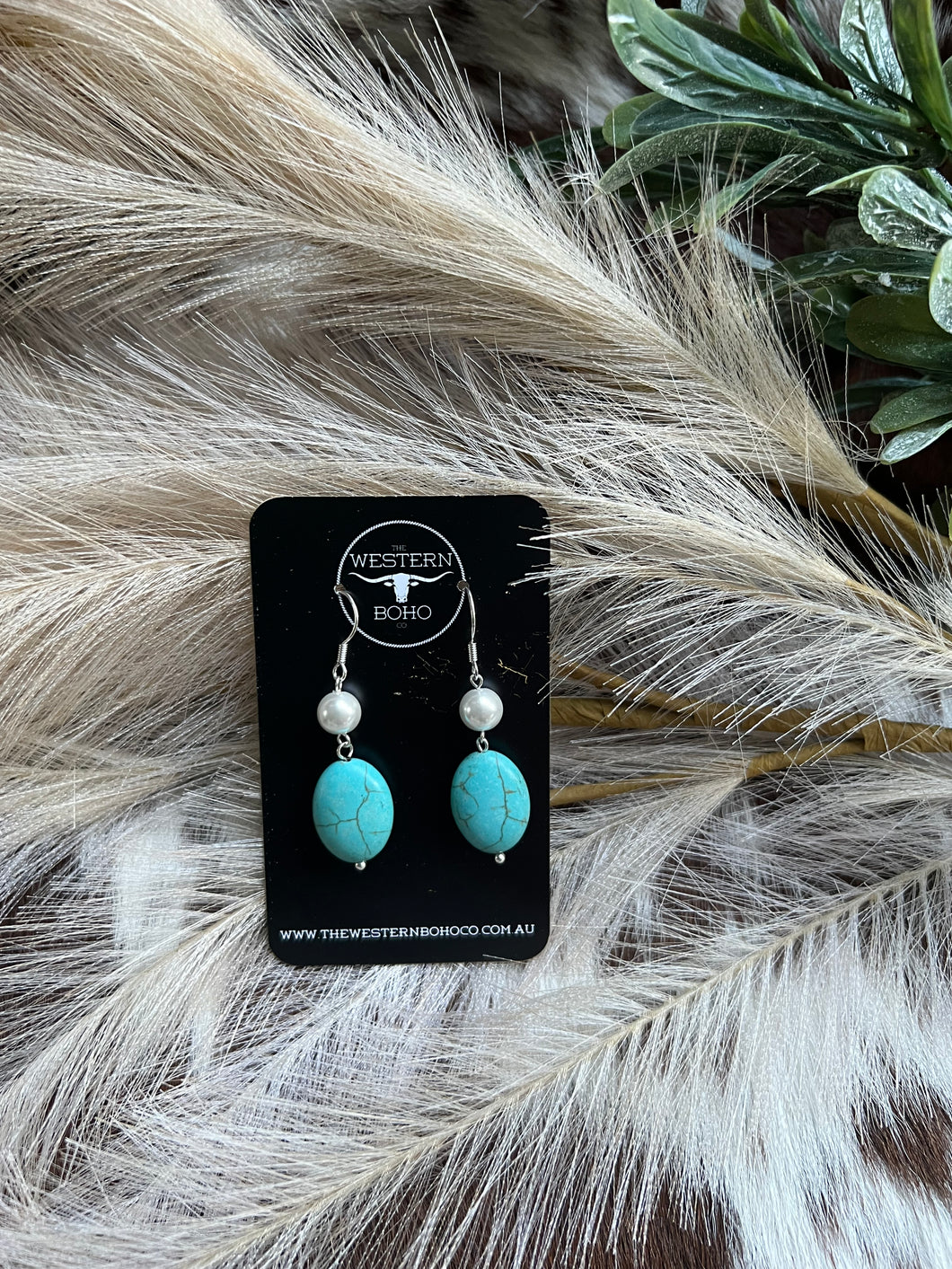 Turquoise & Pearl Dangles