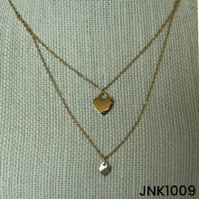 Load image into Gallery viewer, Double drop chain with small and large flat heart pendants - JNK1009