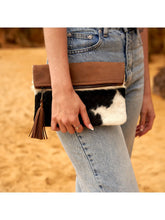 Load image into Gallery viewer, Handmade Cowhide Purse Handbag Clutch Bag Brown