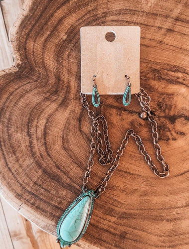 Bronze & Turquoise Necklace & Earring Set