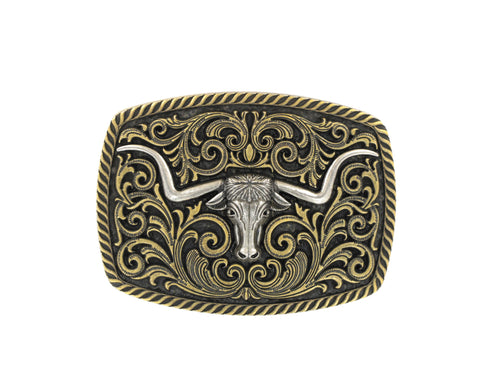 GOLD FILGREE LONGHORN BUCKLE