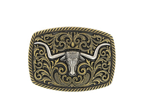 GOLD FILGREE LONGHORN BUCKLE