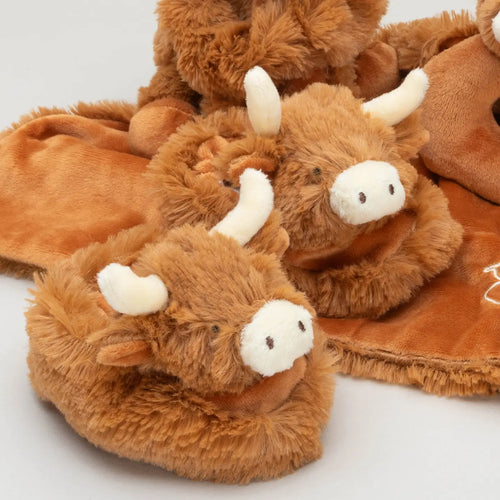 Horny Highland Cow Plush Baby Soft Slippers House Shoes