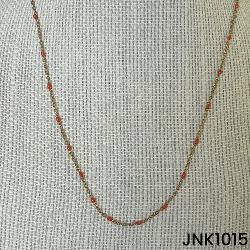 Orange enamel bead on chain - JNK1015