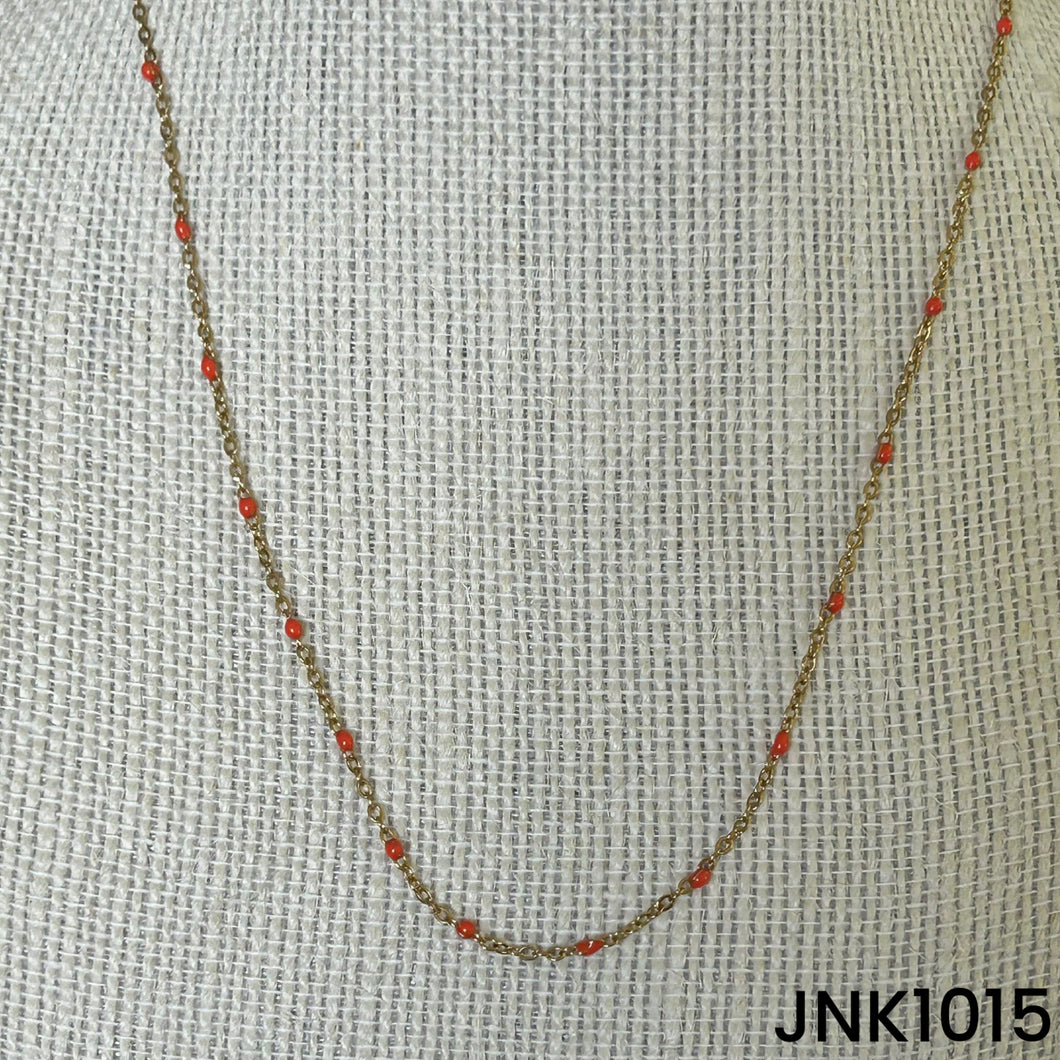 Orange enamel bead on chain - JNK1015
