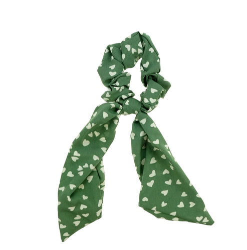 Green Heart Ribbon Scrunchie