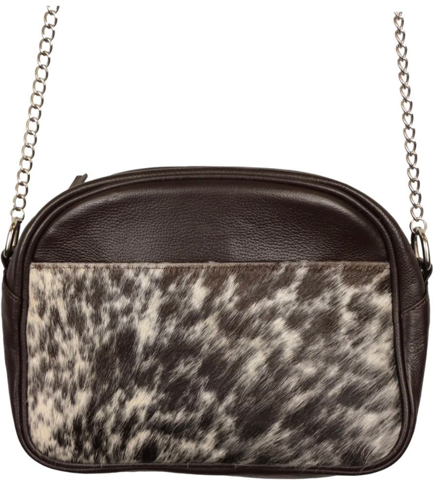 Country Allure Stella Cowhide Leather Handbag-Dark Brown 033