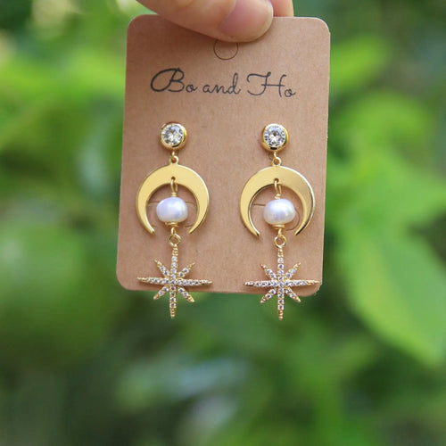 Bo and Ho - Pearl Celestial Earrings