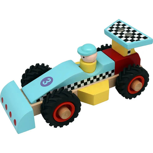 Wooden Racing Car-Blue