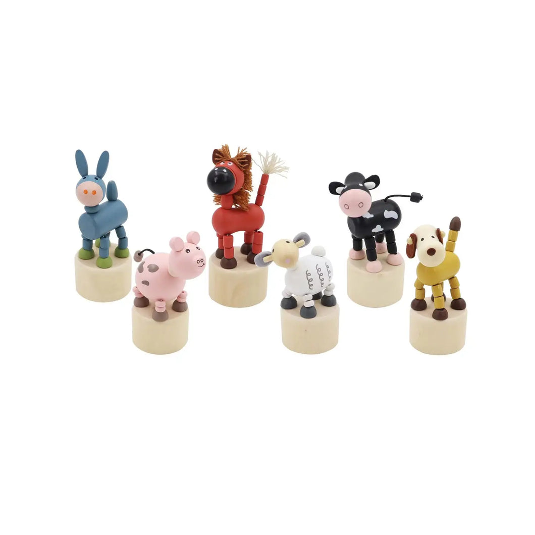 Wooden Farm Animal Press Toys