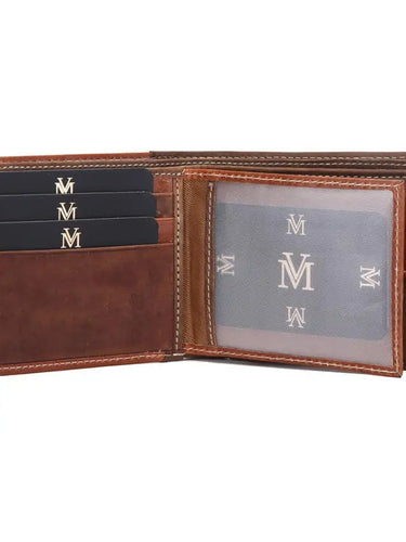 MS1 Genuine Cowhide Leather Mens Brown Sport Wallet