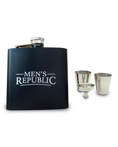 Men's Republic Men's Republic Hip Flask, Funnel and 2 Cups - Silver/Blk