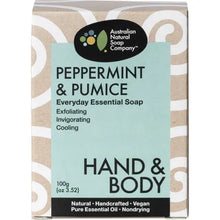 Load image into Gallery viewer, AUSTRALIAN NATURAL SOAP CO Hand &amp; Body Everyday Essential Peppermint &amp; Pumice 100g