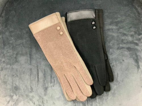 IVYS - Two button Faux leather strip gloves