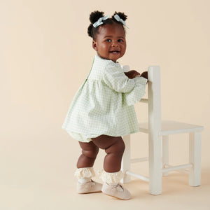 ISLA GINGHAM L/S ROMPER - SAGE