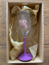 Load image into Gallery viewer, 18th Glitter Wine Glasses - Gift Boxed