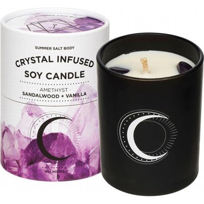 SUMMER SALT BODY Crystal Infused Soy Candle  Amethyst - Sandalwood & Vanilla