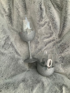 Glitter Glasses - AGE BIRTHDAY SILVER