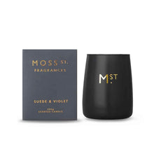Load image into Gallery viewer, MOSS STREET - SUEDE &amp; VIOLET SCENTED SOY CANDLE
