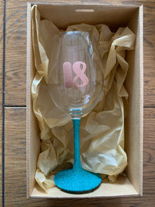 18th Glitter Wine Glasses - Gift Boxed