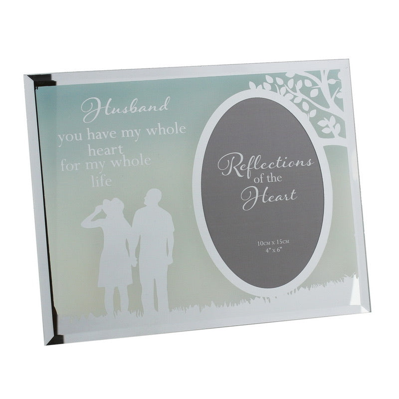 REFLECTIONS OF THE HEART OVAL MIRRORED FRAME - HUSBAND
