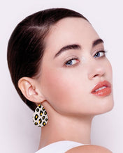 Load image into Gallery viewer, MOE MOE BLACK LINED LEOPARD MEDIUM TEAR DROP EARRINGS
