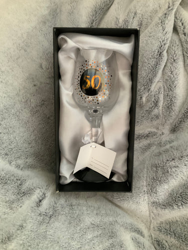 50th Wine Glass - Gift Boxed