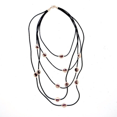 MULTI ROW SMALL ROSE GOLD DISCS NECKLACE