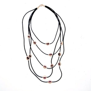 MULTI ROW SMALL ROSE GOLD DISCS NECKLACE