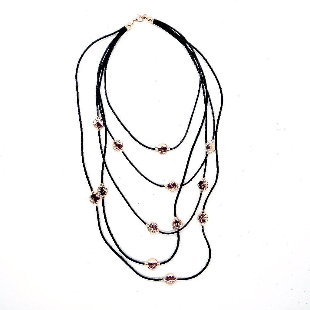 MULTI ROW SMALL ROSE GOLD DISCS NECKLACE