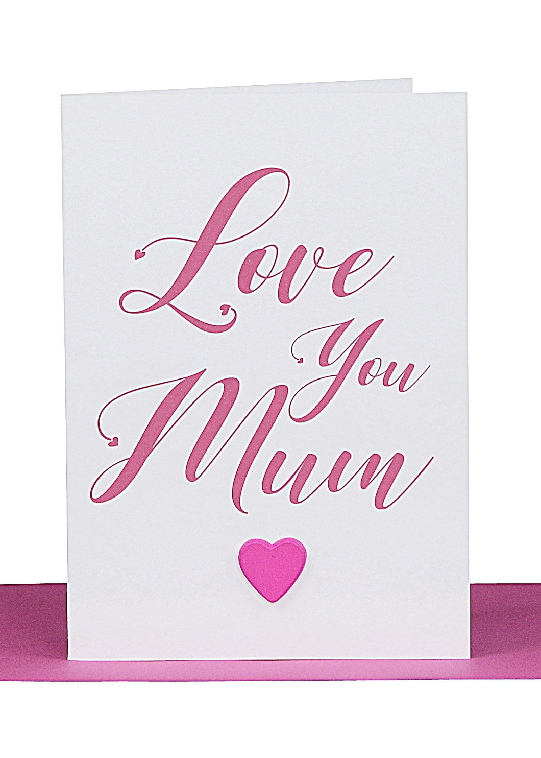 Love you Mum Greeting Card – Pink Heart