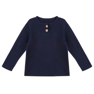 NOAH WAFFLE HENLEY TOP - NAVY