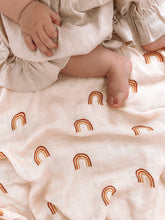 Load image into Gallery viewer, Rainbows Organic Muslin Wrap Swaddle