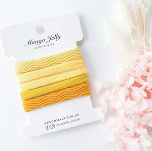 Metal Free textured hair ties (Regular size) - Yellow
