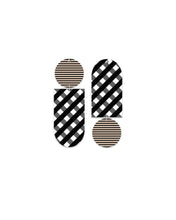 Load image into Gallery viewer, MOE MOE - EBONY STRIPED GINGHAM ASYMMETRICAL TAB STUD EARRINGS