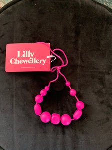 Lilly Chewellery Teething Necklace - Long Magenta Multi Beads
