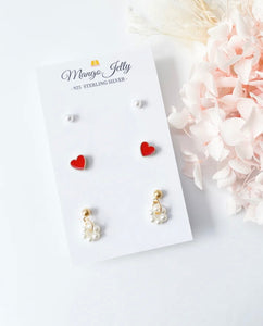 Sterling Sliver Petite Studs 3 Pairs Vintage mini