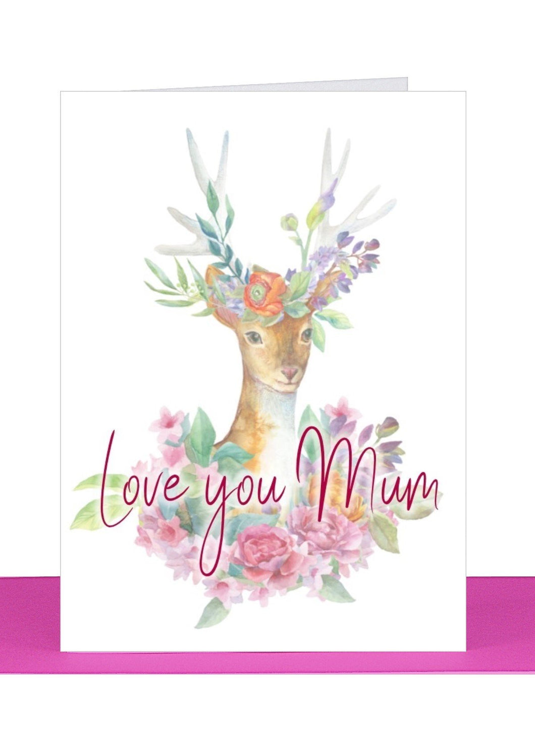 Love you Mum Greeting Card – Watercolour Deer