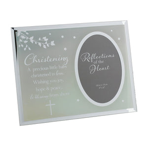 REFLECTIONS OF THE HEART OVAL MIRRORED FRAME - CHRISTENING