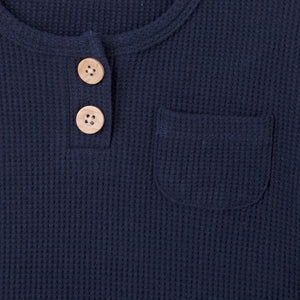 NOAH WAFFLE HENLEY TOP - NAVY
