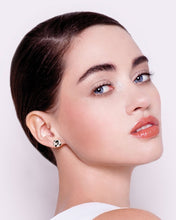 Load image into Gallery viewer, BLACK LINED LEOPARD MINI CIRCLE STUD EARRINGS